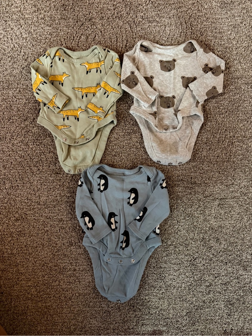 Tea Collection Three-Pack Long-Sleeve One-Pieces - Olive, Gray, Blue